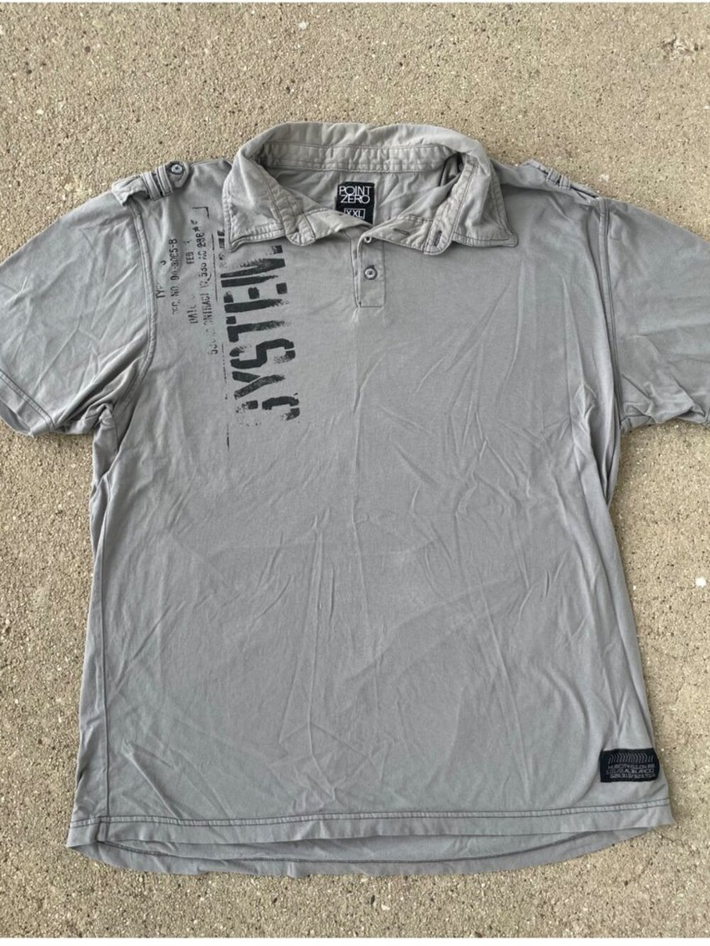 Vintage Y2K Point Zero Gray Polo Shirts Mens XXL 2XL Going Out Grunge Bikercore